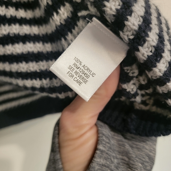 Croft & Barrow Blue Gray Striped Textured Open Drape Front Cardigan Petite Small - Picture 5 of 8